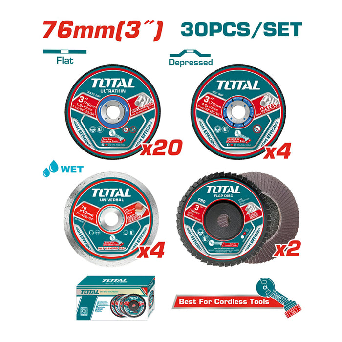 Bộ 30 đĩa cắt và mài 76mm TOTAL TAC97630