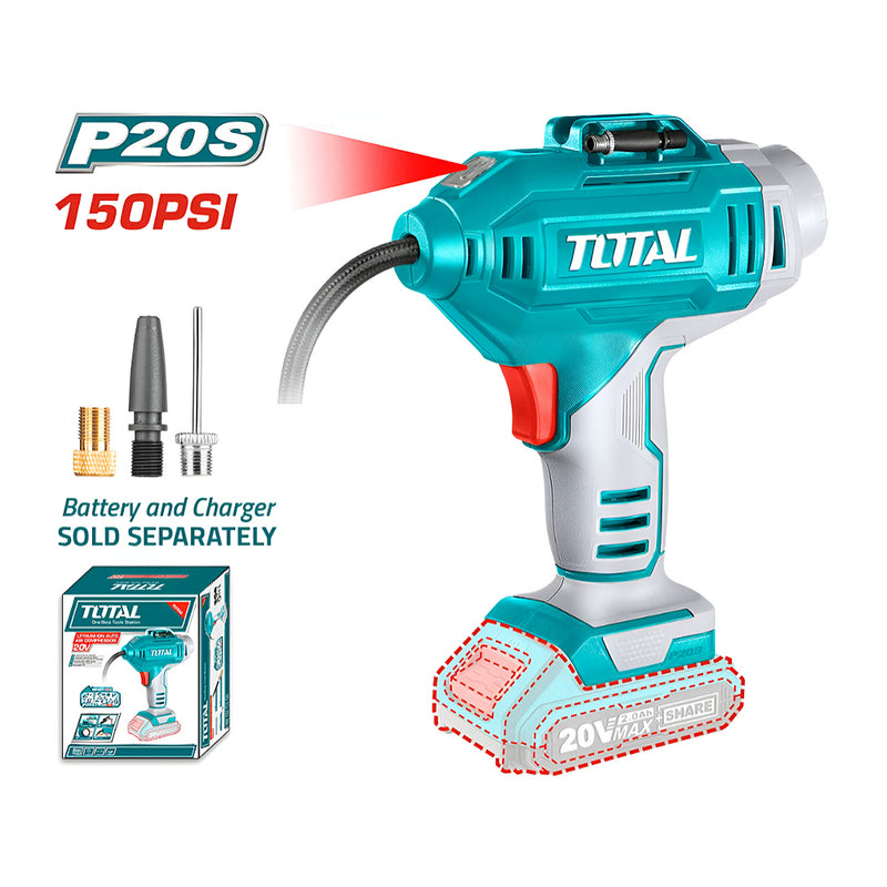 Máy bơm hơi cầm tay tự động dùng Pin Lithium 20V (không kèm Pin &sạc) TOTAL TACLI2018