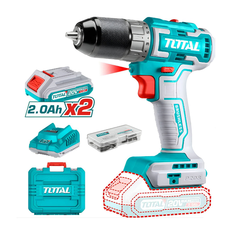 Máy khoan không chổi than dùng Pin 20V TOTAL TDLI20508