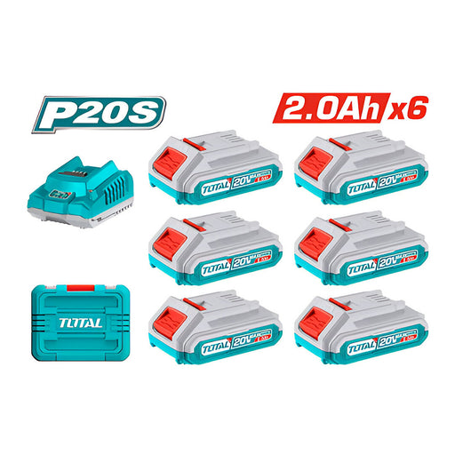 Bộ 6 Pin TFBLI20011và 1 sạc TFCLI2001dùng Pin Lithium-Ion 20V TOTAL TFBCLI20611