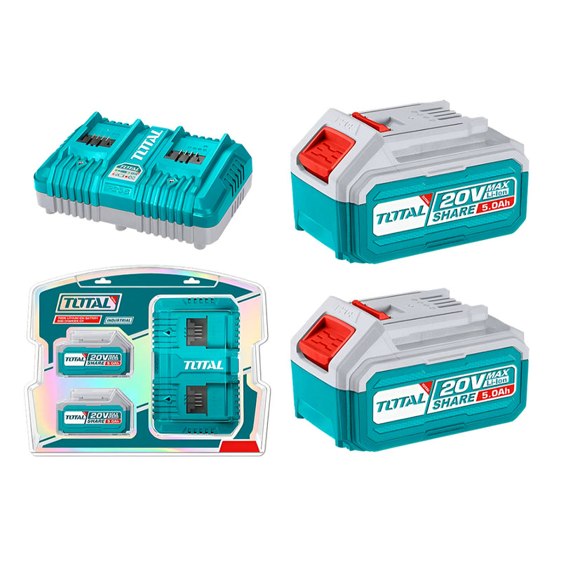 Bộ 1 Pin TFBLI2053 và 1 sạc TCLI2034E dùng Pin Lithium-Ion 20V TOTAL TFBCPK2425