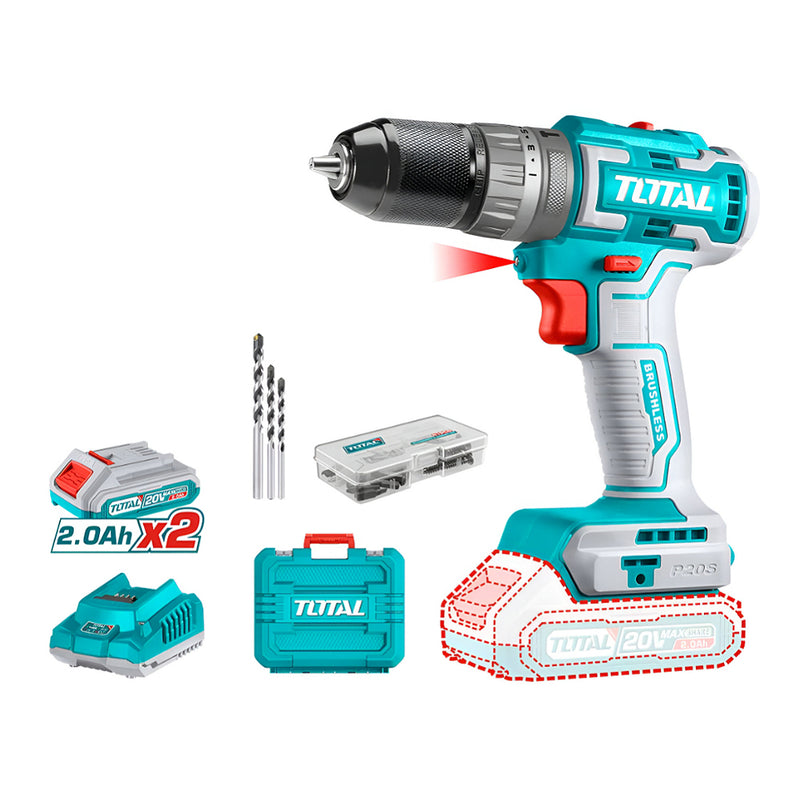 Máy khoan búa không chổi than dùng Pin Lithium-Ion 20V TOTAL TIDLI20508
