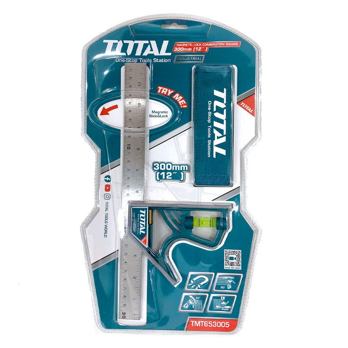 Thước vuông kết hợp cán nhựa 300mm TOTAL TMT653005