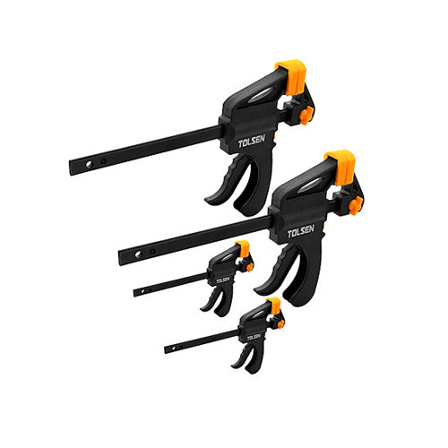 Bộ 4 cảo chữ F, thân nhựa cứng, thanh trượt kim loại đen TOLSEN 10209