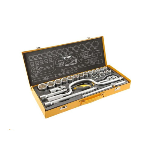 Bộ tuýp 1/2 inch công nghiệp 24 món, thép CrV TOLSEN 15141