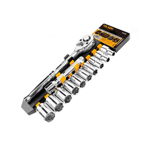 Bộ đầu tuýp tự động 1/2 inch thép CrV 12 món TOLSEN 15392 (Hệ inch)