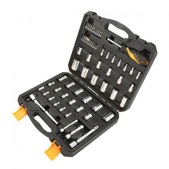 Bộ đầu tuýp hệ mét và hệ inh công nghiệp 65 món, kích thước 1/4 inch - 3/8 inch - 1/2 inch TOLSEN 15395