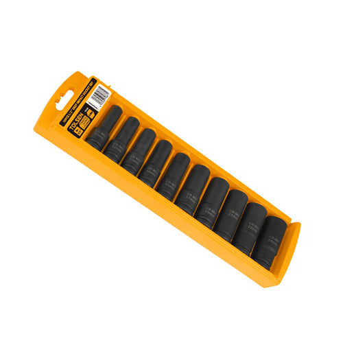Bộ 10 đầu tuýp đen dài cốt 1/2 inch, thép CrMo TOLSEN 18296