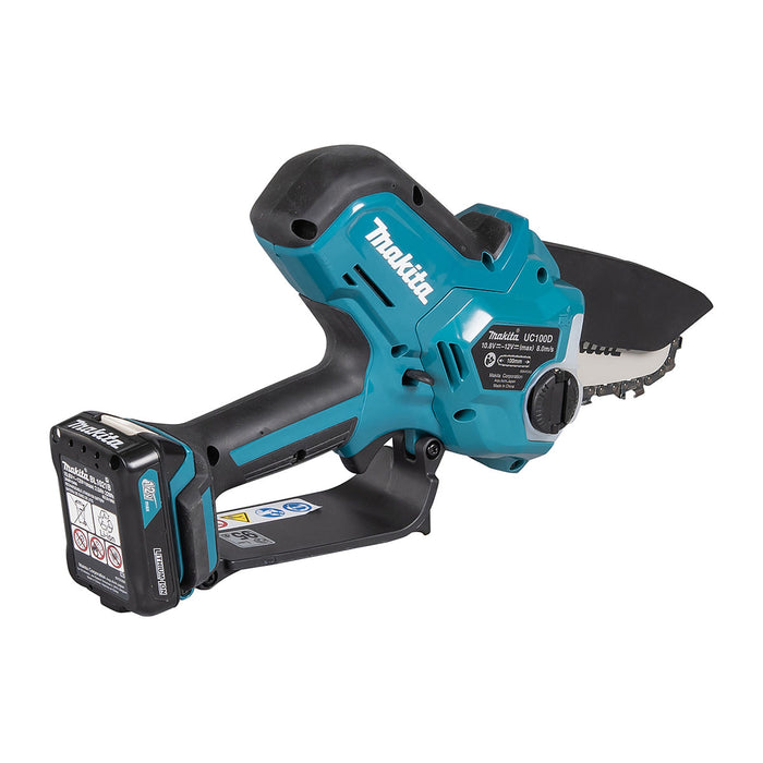 Máy cưa xích Makita UC100D dùng Pin 12Vmax CXT, chiều dài lam 100mm