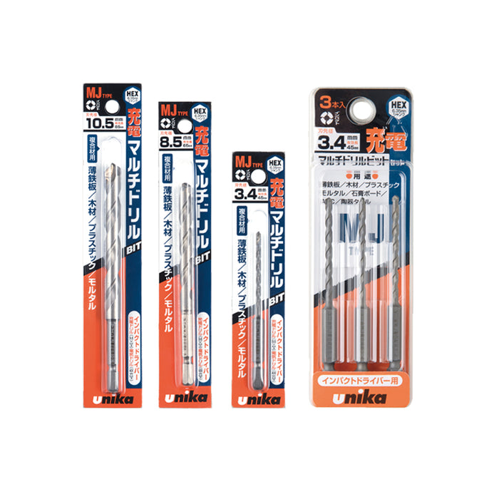Mũi khoan đa năng Unika MJ khoan được nhiều loại vật liệu, đuôi lục giác 6.35mm, số từ 3.0mm - 10.5mm
