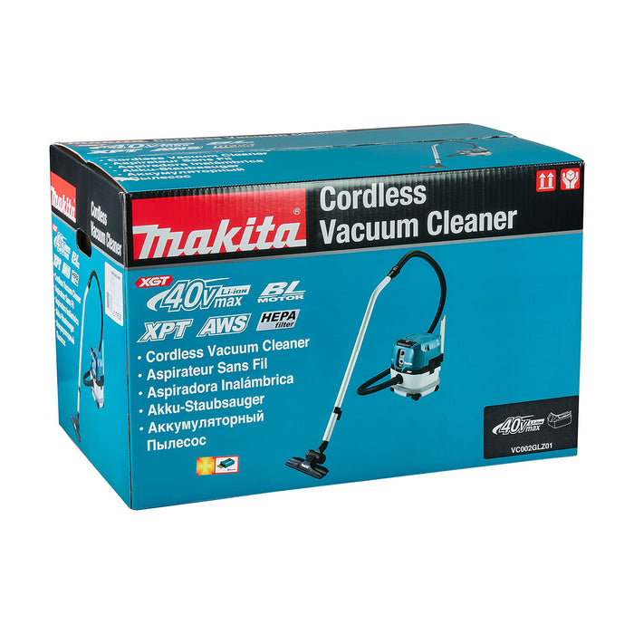 Máy hút bụi Makita VC002GL dùng Pin 40Vmax XGT, dung tích 8L, lực hút 23 kPa, bộ lọc HEPA và GYUPPA, công nghệ AWS ( Hút khô )