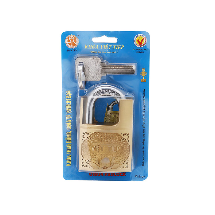 Ổ khóa treo đồng chống cắt, thân Khóa khắc CNC Việt Tiệp 01504 (Chìa vuông 4 cạnh)