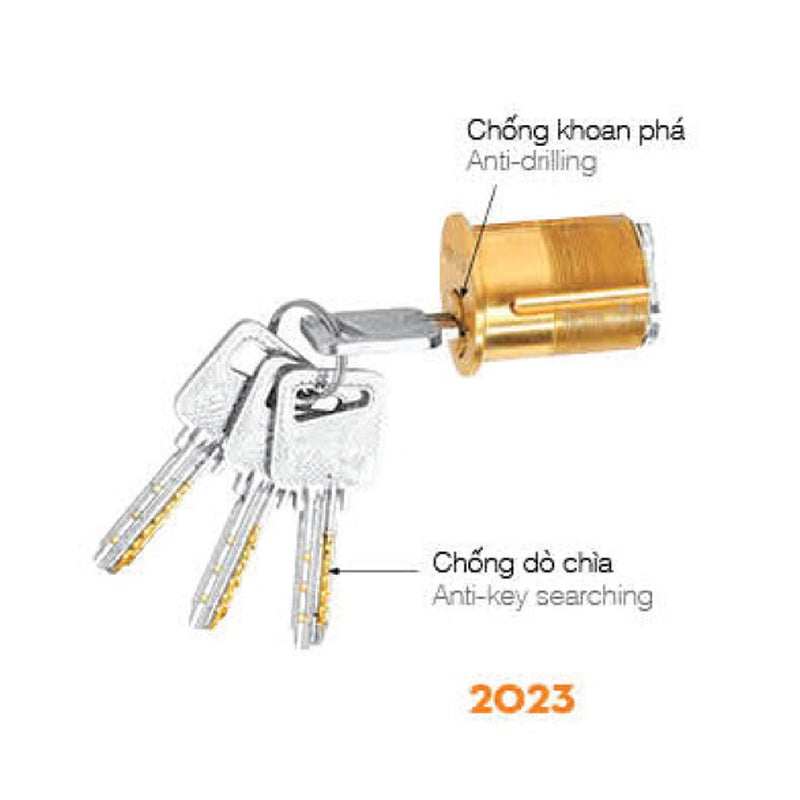 Phụ kiện lõi khóa kèm chìa phụ Việt Tiệp mã số 2023 chống dò chìa, lõi 1 đầu