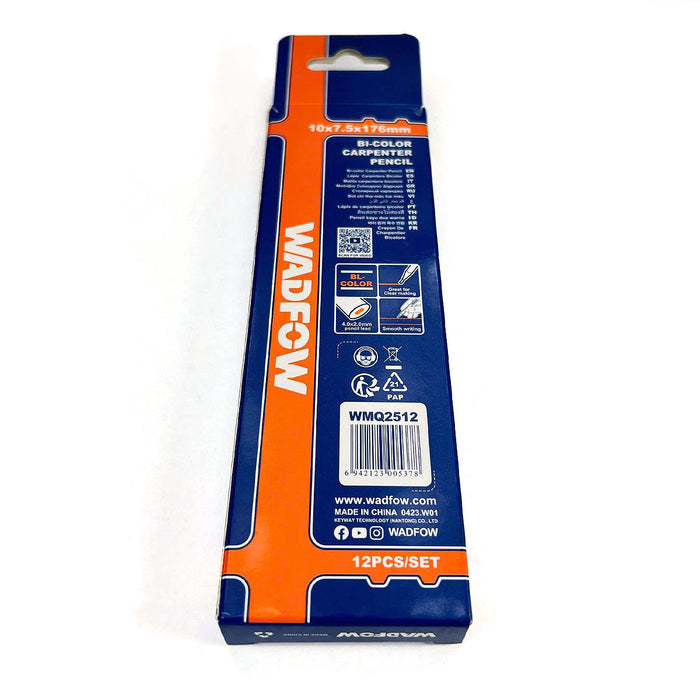 Bộ bút chì oval 2 màu (đỏ và xanh) 12 chi tiết Wadfow WMQ2512, kích thước 10mm x 7.5mm x 176mm