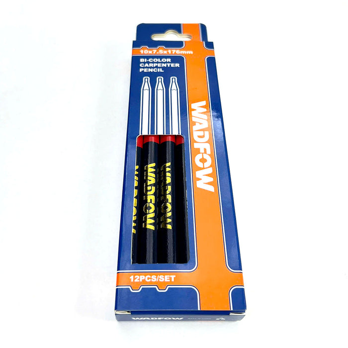 Bộ bút chì oval 2 màu (đỏ và xanh) 12 chi tiết Wadfow WMQ2512, kích thước 10mm x 7.5mm x 176mm