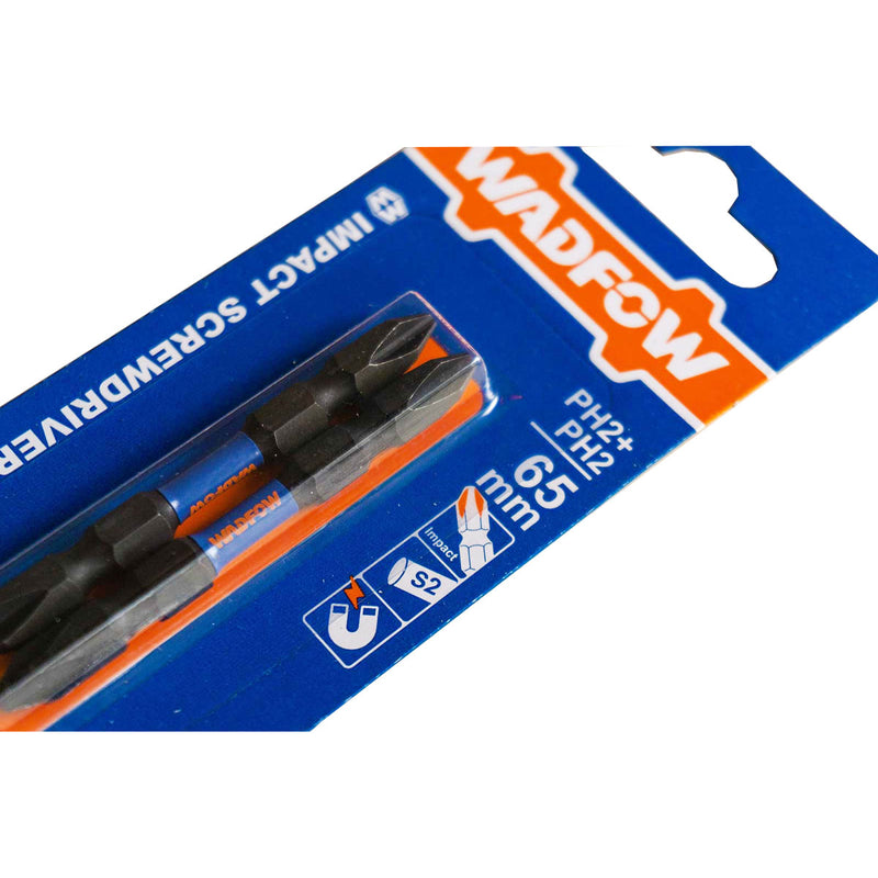 Vĩ 2 mũi vặn vít 2 đầu bake Wadfow WSV3K62 kích thước PH2, chiều dài 65mm, đuôi lục giác 6.35mm (1/4 inch)
