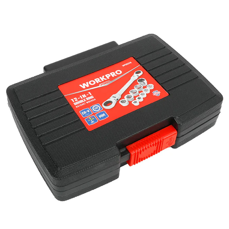 Bộ cờ lê tự động 2 đầu vòng lắc léo 11 chi tiết Workpro WP202570 thép Cr-V