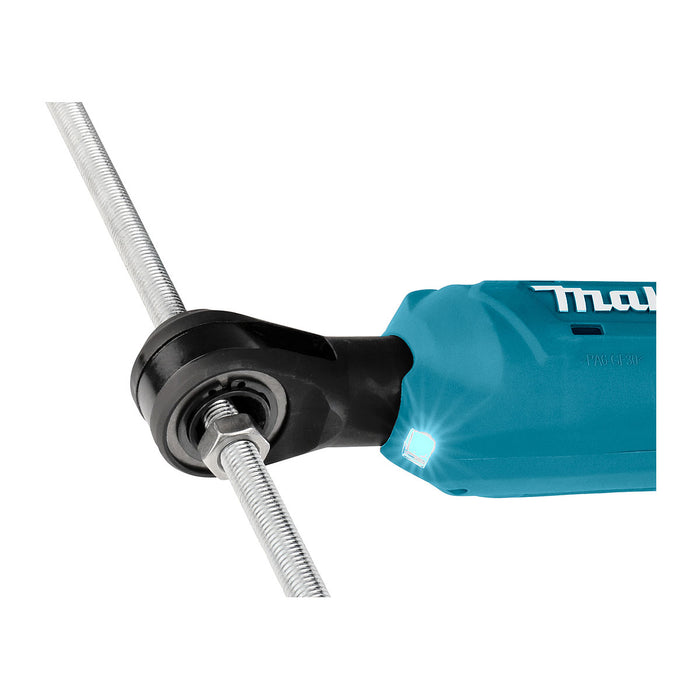 Máy siết bu lông góc xuyên tâm Makita WR100D dùng Pin 12Vmax CXT, dùng được 2 cốt 3/8 inch và 1/4 inch