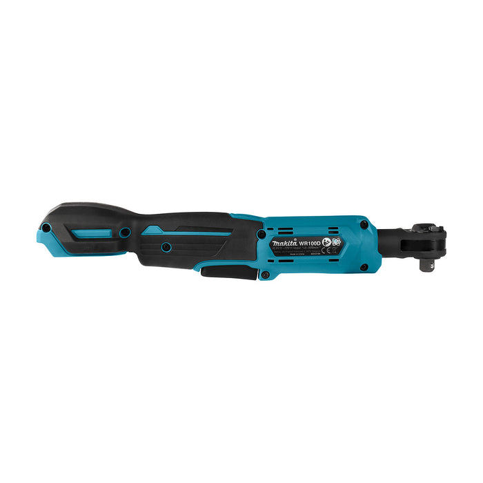 Máy siết bu lông góc xuyên tâm Makita WR100D dùng Pin 12Vmax CXT, dùng được 2 cốt 3/8 inch và 1/4 inch