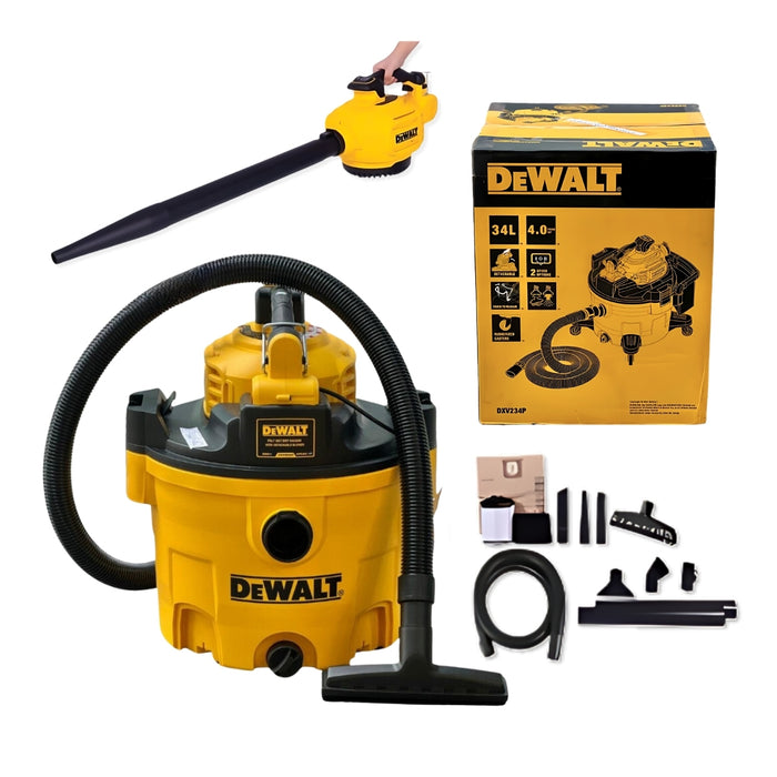 Máy hút bụi đa chức năng 34L (ướt/khô/thổi) và chuyển đổi thành máy thổi Dewalt DXV234P công suất 3000W (4.0Hp)