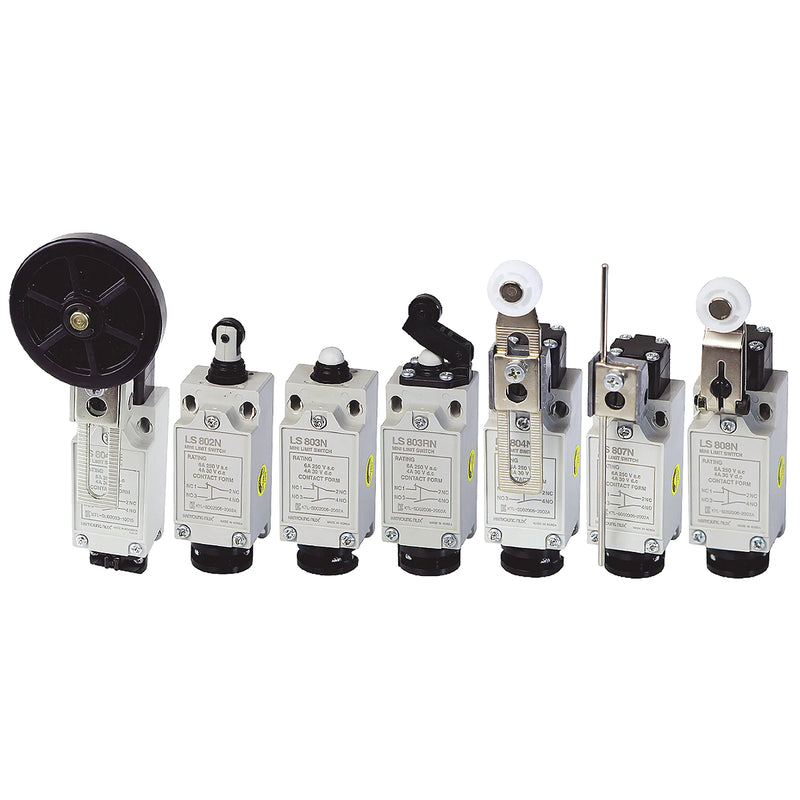 Công tắc hành trình Hanyoung Nux HY-LS800 Series. Thân vỏ nhựa kín nước IP54, Dòng cao cấp. Tiêu chuẩn quốc tế CE, KC, CCC