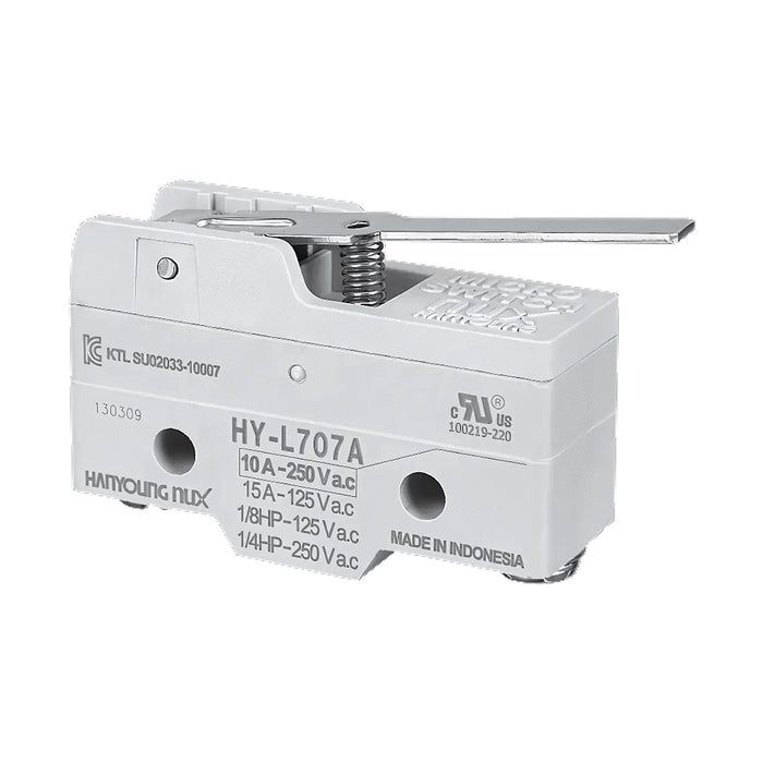 Công tắc hành trình mini Hanyoung Nux HY-700 Series. Tiêu chuẩn quốc tế, CE, UL, CCC, KR