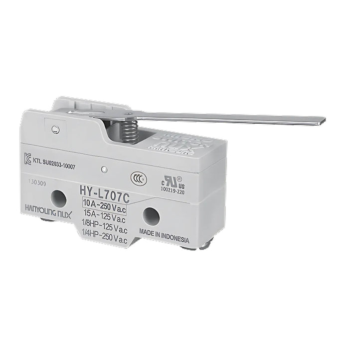 Công tắc hành trình mini Hanyoung Nux HY-700 Series. Tiêu chuẩn quốc tế, CE, UL, CCC, KR
