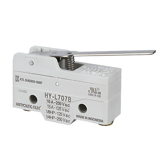 Công tắc hành trình mini Hanyoung Nux HY-700 Series. Tiêu chuẩn quốc tế, CE, UL, CCC, KR