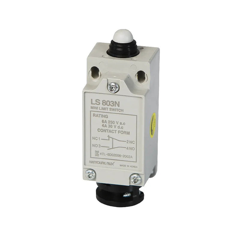 Công tắc hành trình Hanyoung Nux HY-LS800 Series. Thân vỏ nhựa kín nước IP54, Dòng cao cấp. Tiêu chuẩn quốc tế CE, KC, CCC