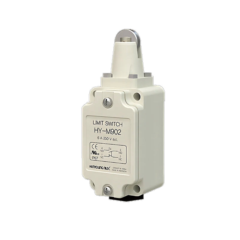 Công tắc hành trình Hanyoung Nux HY-M800 Series cao cấp. Thân vỏ hợp kim nhôm kín nước IP67. Tiêu chuẩn quốc tế UL, CE, KC, CCC
