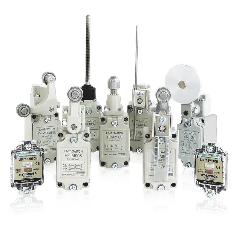 Công tắc hành trình Hanyoung Nux HY-M800 Series cao cấp. Thân vỏ hợp kim nhôm kín nước IP67. Tiêu chuẩn quốc tế UL, CE, KC, CCC