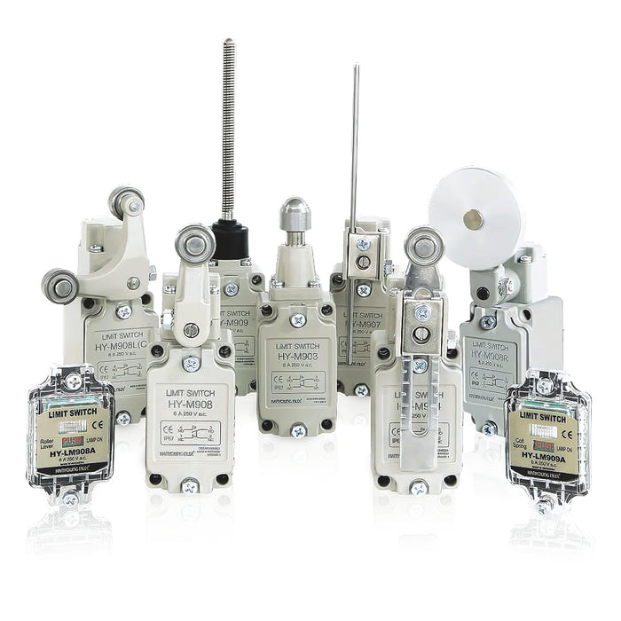 Công tắc hành trình Hanyoung Nux HY-M800 Series cao cấp. Thân vỏ hợp kim nhôm kín nước IP67. Tiêu chuẩn quốc tế UL, CE, KC, CCC