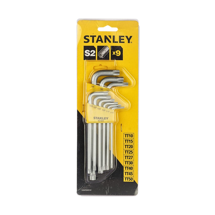 Bộ lục giác sao 9 chi tiết Stanley STMT92625-8, vật liệu bằng thép S2, đầu có lỗ tròn