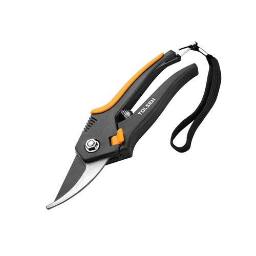 Kéo cắt cành 200mm/8 inch, tay cầm nhựa có khóa, mũi nhọn, lưỡi thép 65Mn, đường kính cắt 16mm/0.625 inch TOLSEN 31021 (có dây treo)