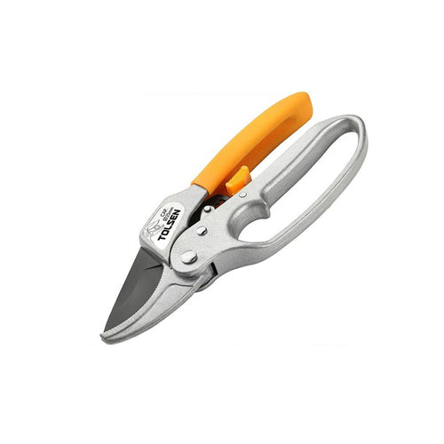 Kéo cắt hoa thân nhôm 200mm/8 inch, lưỡi thép 65Mn, cán vàng (thẳng) + bạc (vòng), đường kính cắt 25mm/1 inch TOLSEN 31023