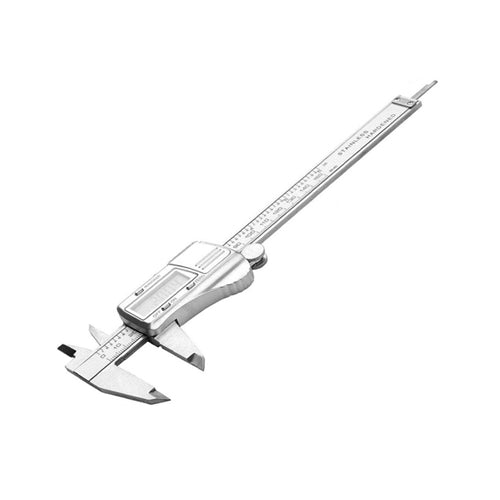 Thước kẹp nhựa trắng màn hình số hệ mét/inch, thép không gỉ 150mm/6" TOLSEN 35053, độ chính xác 0.01mm, đo 4 chiều