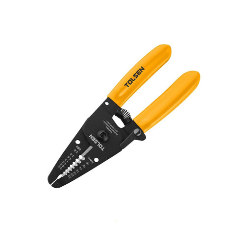 Kềm tuốt và cắt dây công nghiệp 160mm/6" TOLSEN 38051, với chức năng tuốt 7 trong 1 (0.6 - 2.6mm | 22 - 10AWG)