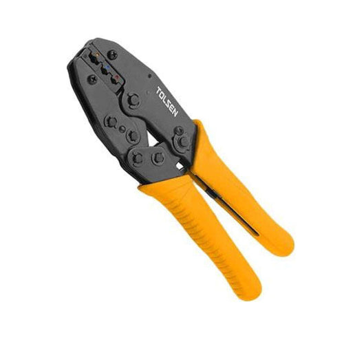 Kìm bấm cos công nghiệp 220mm/8.7 inch (DIN 0.5 - 6mm²) TOLSEN 38056, thép cứng, mạ đen, tay cầm nhựa PVC