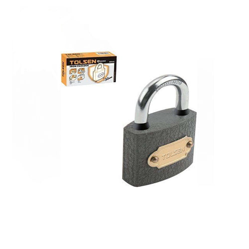 Ổ khóa sắt đen 32 - 63mm TOLSEN, trụ khóa bằng đồng thau, có bộ cao su chống nước (3 chìa khóa đi kèm)