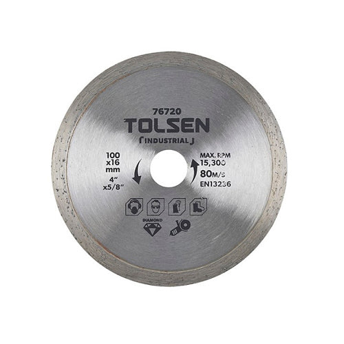 Đĩa cắt kim cương mép liên tục công nghiệp dùng cho gạch 100 - 230mm TOLSEN (cắt ướt)(tiêu chuẩn EN13236)