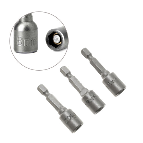 Bộ 3 đầu vít bắn tôn thép 40Cr từ tính mạnh, 8 - 10mm, đuôi lục giác 1/4 inch, dài 48mm TOLSEN