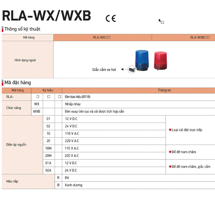 Đèn xoay Xenon Hanyoung Nux RLA Series. Ø118mm, Kín nước IP54, Tiêu chuẩn CE