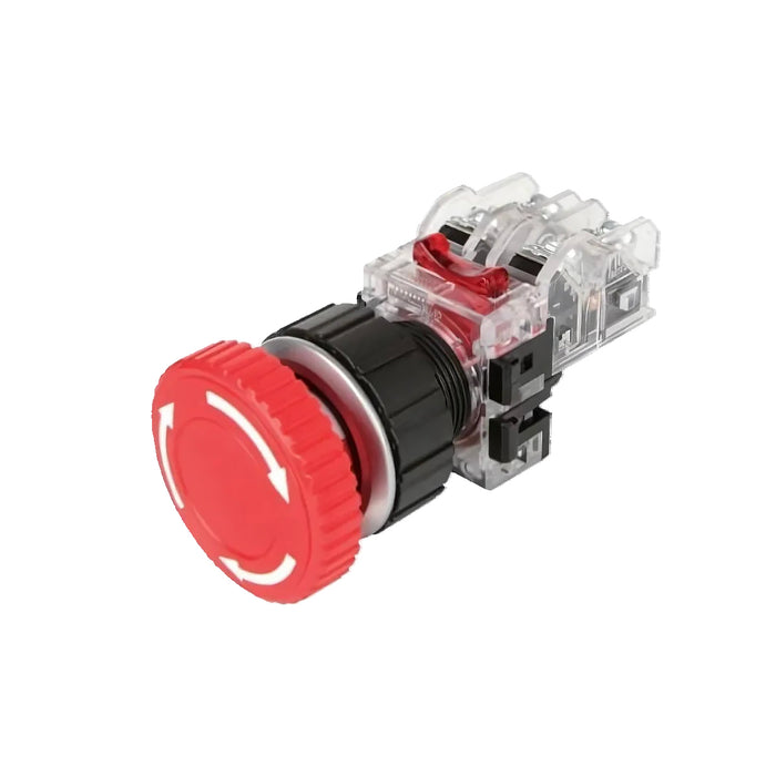 Công tắc dừng khẩn cấp, không đèn, viền nhôm Hanyoung Nux MRE-A series, Lỗ khoét Ø30mm