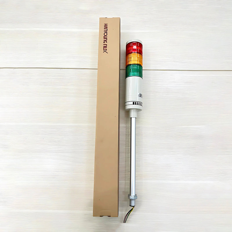 Đèn báo nhiều tầng dạng tháp Ø80mm Hanyoung Nux STL080 Series cao cấp, kiểu đèn sáng liên tục. Tiêu chẩn CE, UL và IP54