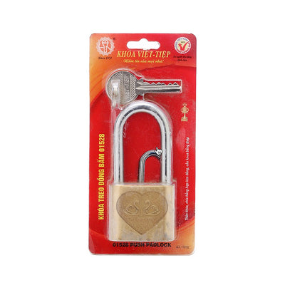 Ổ khóa treo đồng càng dài, kiếu bấm Việt Tiệp 01528