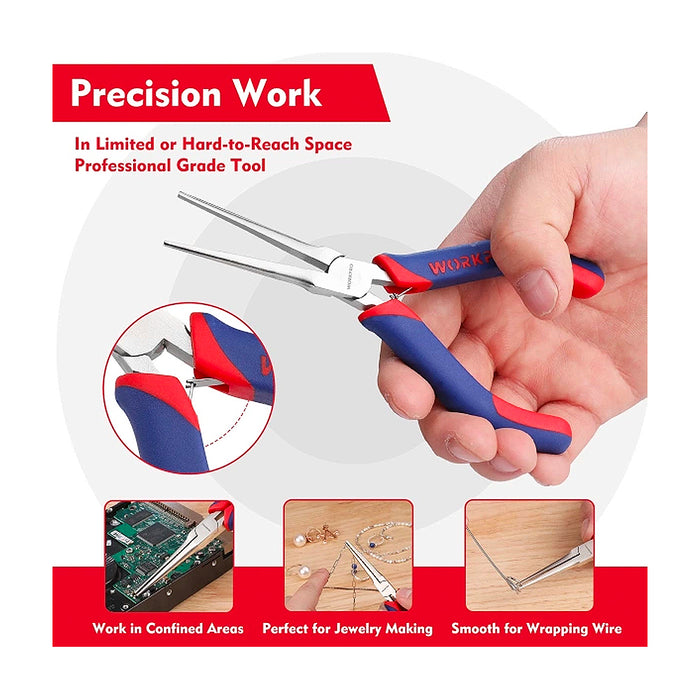 Kìm nhọn mini mũi dài, chất liệu bằng thép CR-V Workpro WP231095