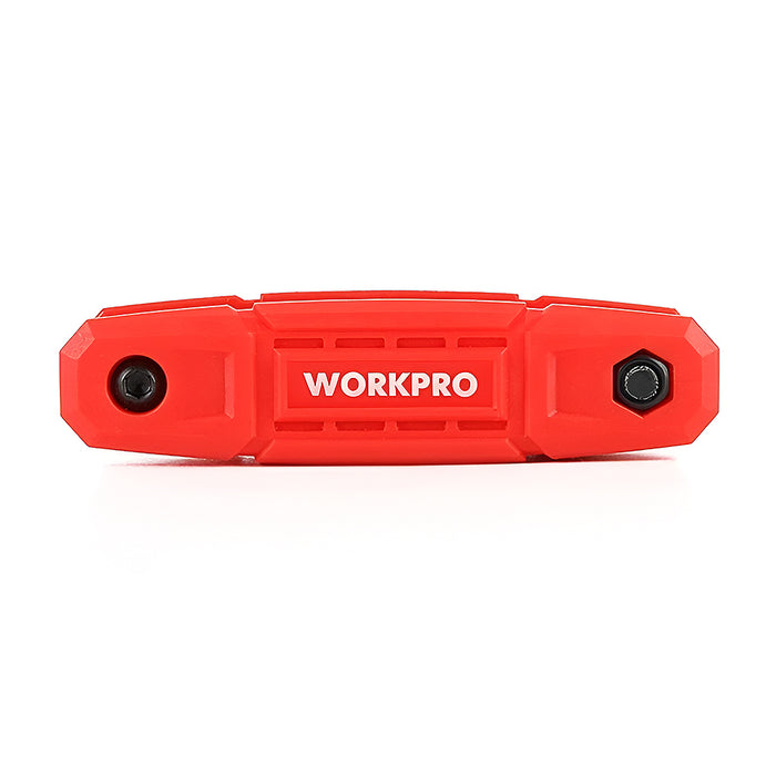 Bộ 9 cây lục giác gấp gọn đầu thẳng, hệ inch, thép CR-V Workpro WP222032