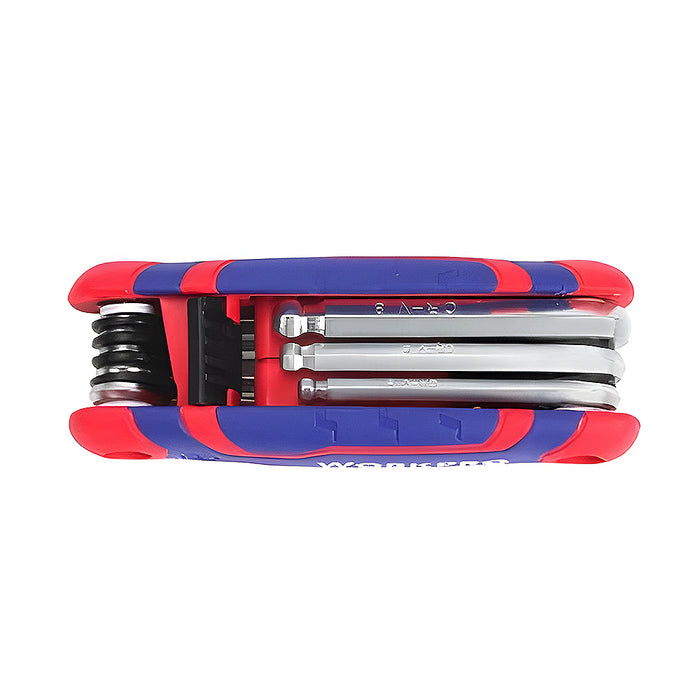 Bộ 8 cây lục giác đầu bi gấp gọn, hệ mét, thép CR-V Workpro WP222020