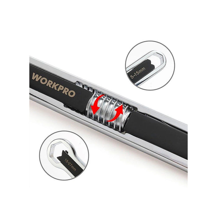 Cờ lê đa năng thân bằng thép mạ chrome Workpro