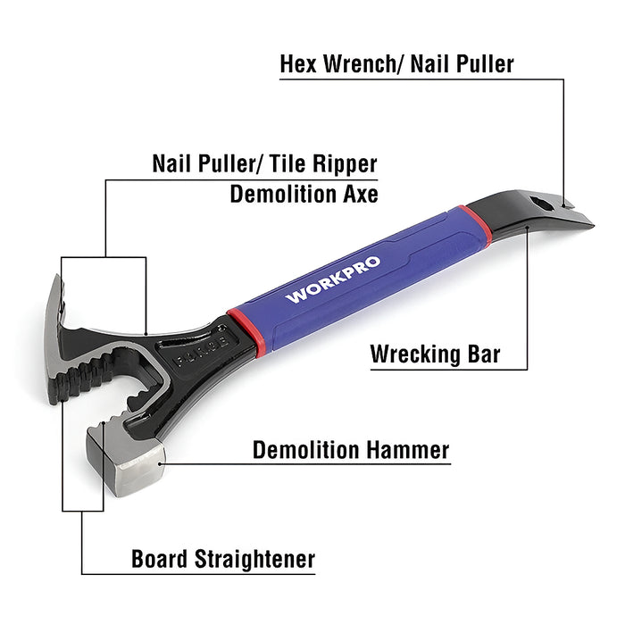 Búa đa năng kết hợp dụng cụ nhổ đinh cán dài 457mm (18 inch) Workpro WP245006